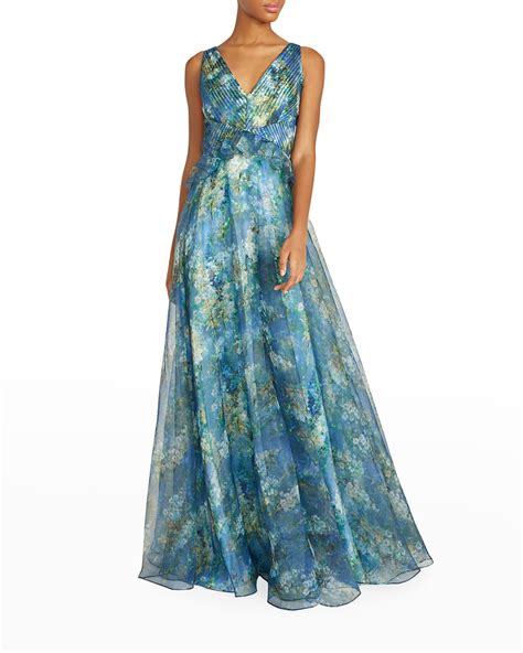 Theia Ruffled Gown Neiman Marcus