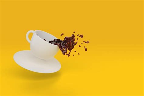 Café derramándose de una taza con espacio de copia ilustración 3d