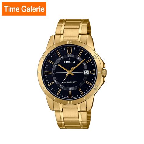 Casio General Mtp V G Cu Gold Stainless Steel Strap With Black Dial