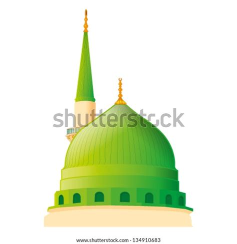 Vector Draw Masjid Nabawi Madina Stock Vector Royalty Free 134910683