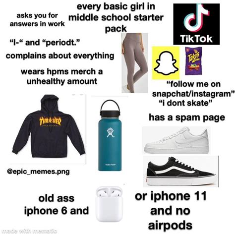 Every Basic Girl In Middle School Starter Pack Rstarterpacks