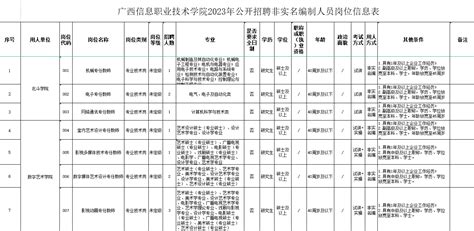 广西信息职业技术学院2023年度公开招聘非实名编制人员公告 南宁招聘网