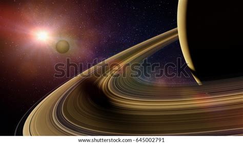 Saturns Moon Enceladus Casts Shadow On Stock Illustration 645002791