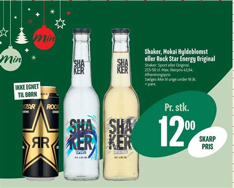 Shaker mokaï hyldeblomst eller rock star energy original tilbud hos