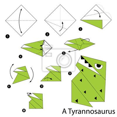 Obraz Instrukcje Krok Po Kroku Jak Zrobi Origami Dinozaur Na Wymiar