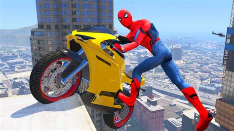 Spiderman Bike Jumps In GTA 5 Spider Man Jump Stunts Fails GTA 5