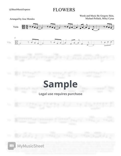 Miley Cyrus Flowers Miley Cyrus Viola Pop 악보 By Sheet Music Express