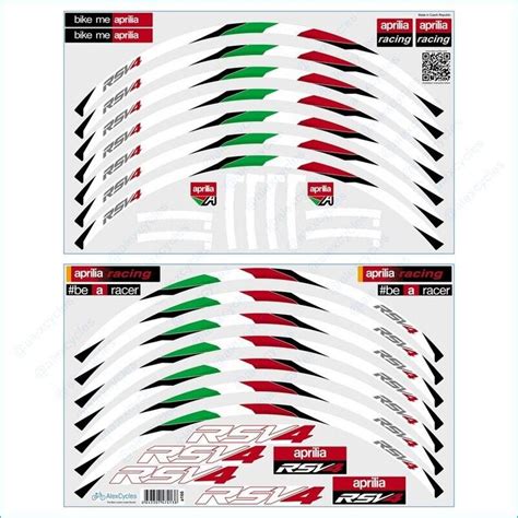 Aprilia Rsv Italy Decals Motorcycle Laminated Wheel Rim Stripes Kit