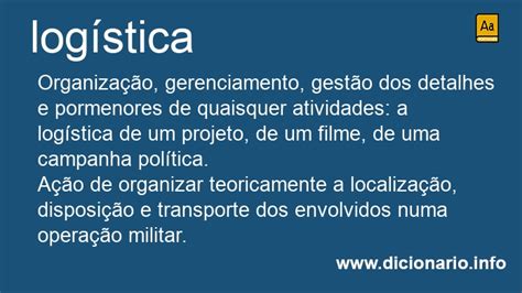 Logistica Significado Da Palavra - Significado de Logística