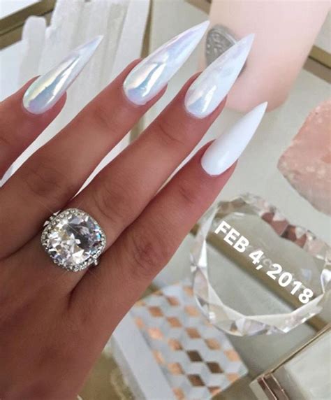 White Chrome Stiletto Nails White Stiletto Nails Stiletto Nail Art