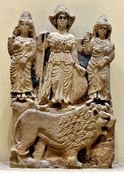 Relief Of The Arabian Goddess Al Lat Manat And Al Uzza From Hatra