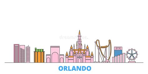 Florida Orlando Architecture Line Skyline Illustration Linear Vector