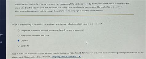 Solved Suppose That A Chicken Farm Uses A Nearby Stream To Chegg