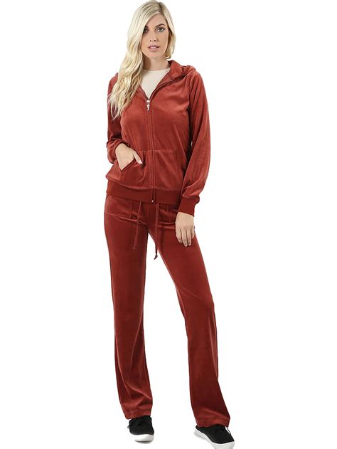 Sweatsuit Jogging Tracksuit Velour Set For Women Zip Up 2 Piece Hoodie Sweater And Sweatpants Plus