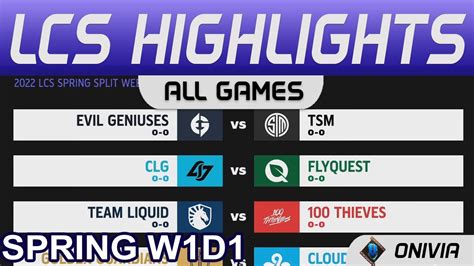 LCS Highlights Week1 Day1 LCS Spring 2022 All Games By Onivia YouTube