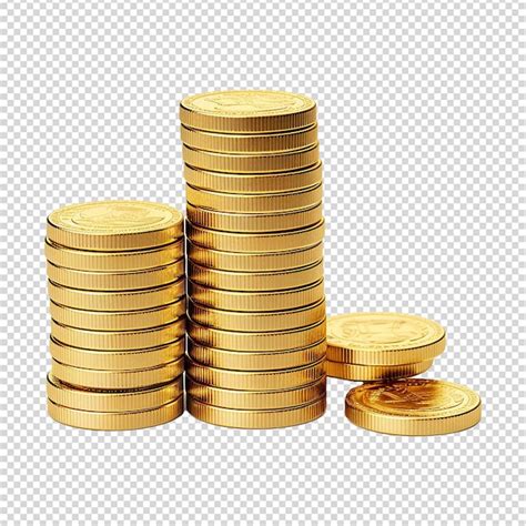 Gold Coin Stack Isolated On Transparent Background Premium Ai