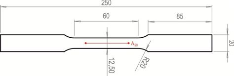 Tensile Test Specimen Geometry In Accordance To En Iso 6892 1 Download Scientific Diagram