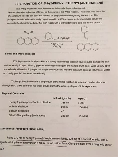 Solved Preparation Of E 9 2 Phenylethenylanthracene This