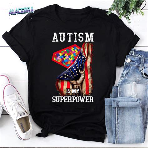 Autism Is My Super Power Superhero Vintage Flag Unisex Vintage T Shirt