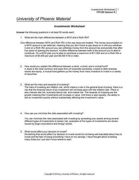 20 Funding 401 K S And Roth Iras Worksheet Answers Worksheets Decoomo