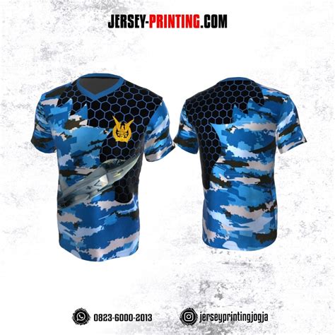 Jersey Militer Tentara Tni Au Angkatan Udara Biru Hitam Putih Motif