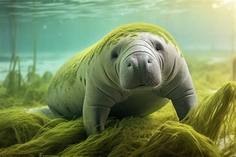 Premium Photo | Graceful Manatee Grazing on Seagrass Beds