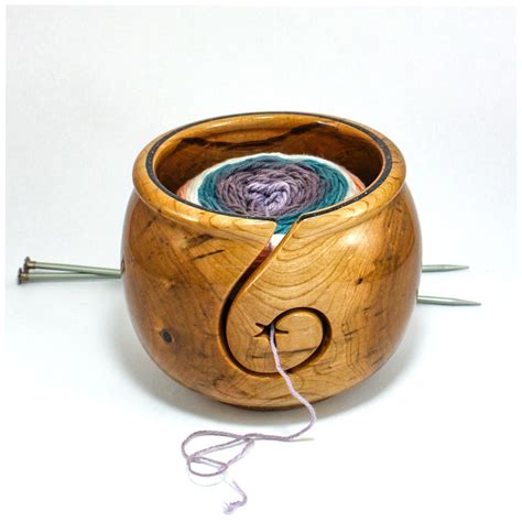 Extra Large Yarn Bowl Cherry Hardwood Sparkle Inlay For Knitting