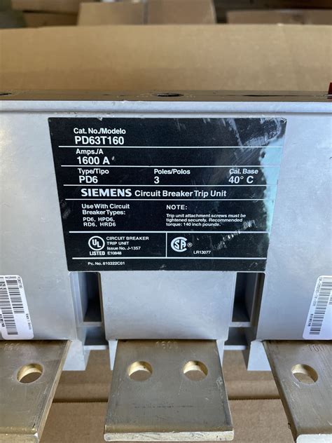 Siemens Pd T Circuit Breaker Trip Unit A Pole V New No Box