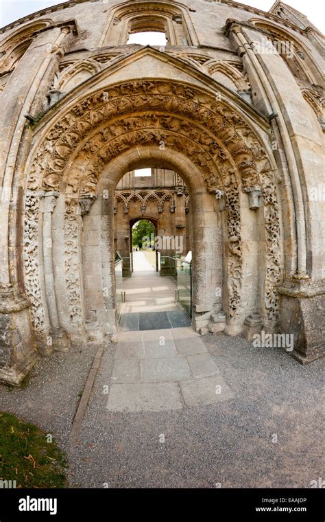 The Arched Norman Entrance To The Ruined Lady Chapel Of Glastonbury