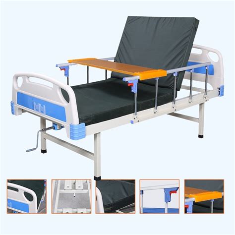 Hydraulic Patient Bed One Crank Manual Medical Comfy Hospital Bed