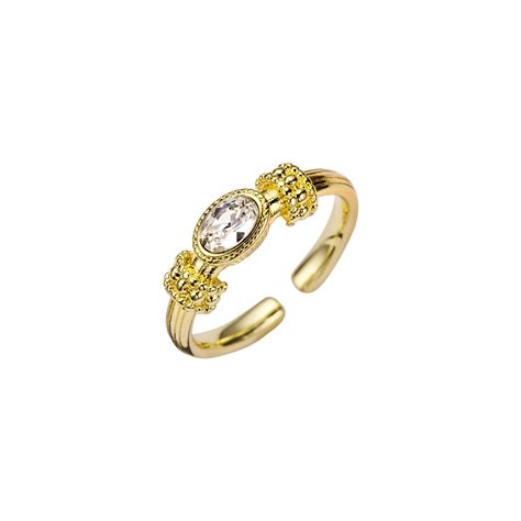 Biba Shiny Ring Goud Met Steentje Crystal Beadle