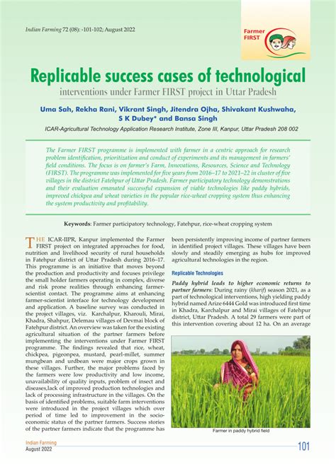 PDF Indian Farming Replicable Success Cases Of Technological