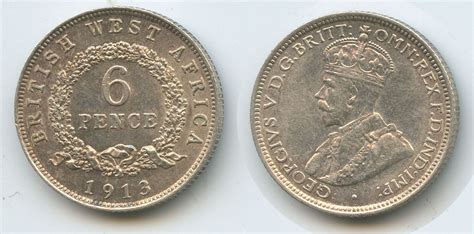 Britisch Westafrika 6 Pence Sixpence Silber 1913 K01 King George V