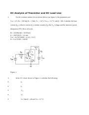 Week 4 Assignment Docx DC Analysis Of Transistor And DC Load Line 1