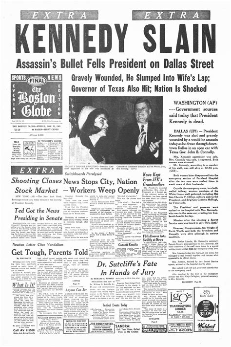 Upi Newspaper Fronts From Day And Days Following Jfks Assassination