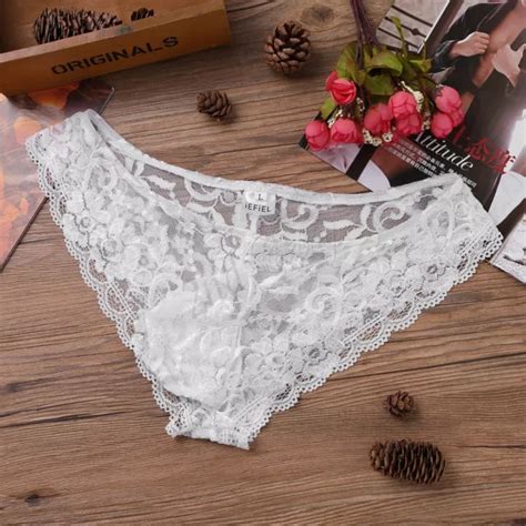 Men Sheer Mesh Lace G String Thong Sissy Bulge Pouch Trunks Panties