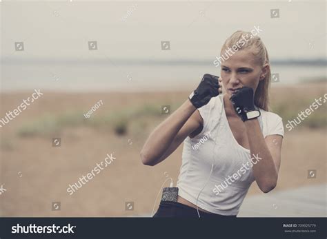 Blonde Boxer Girl During Her Boxing Stock Photo 709925779 Shutterstock