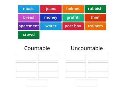 Prepare 4 Unit 6 Countable Uncountable Ordenar Por Grupo