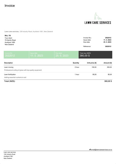 Free Professional Lawn Care Invoice Templates Billdu