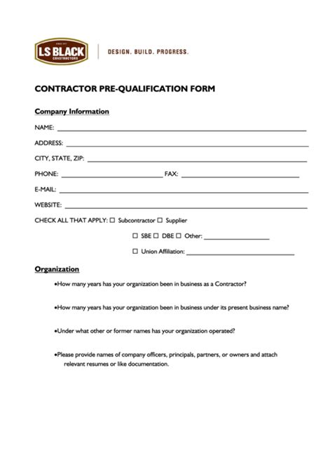 Contractor Qualification Statement Template