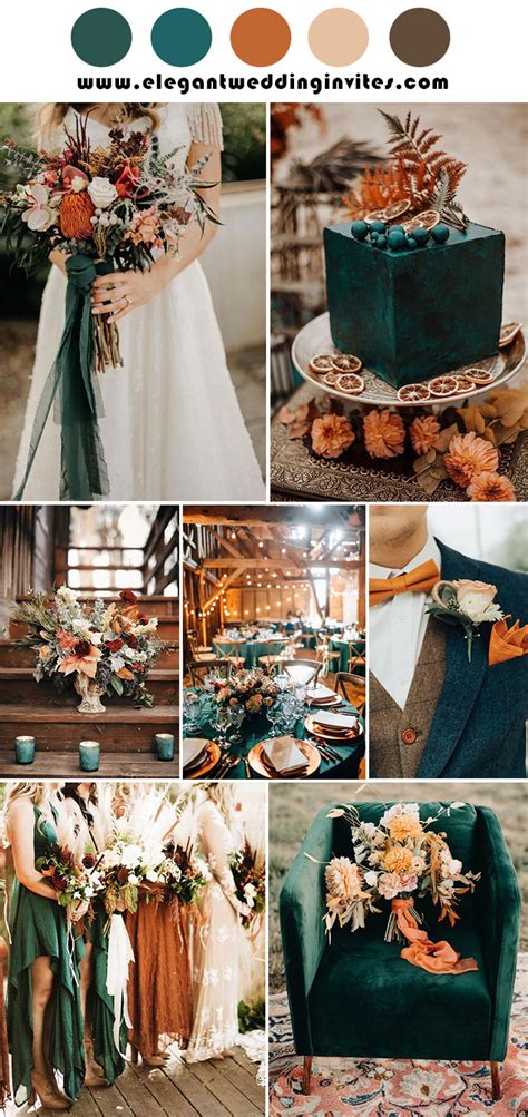 Emerald Green And Rust Orange Autumn Wedding Combos Emerald Wedding