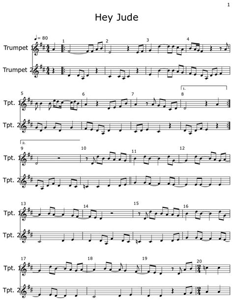 Hey Jude Sheet Music For Trumpet