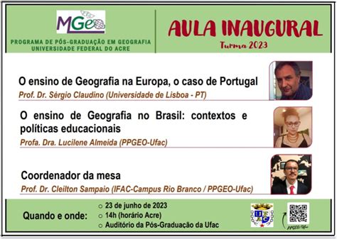 Aula Inaugural Turma Programa De P S Gradua O Em Geografia