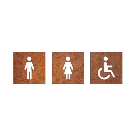 Corten Toilet Signs Metal Toilets Logo Set Outdoor Rusted Steel Toilet