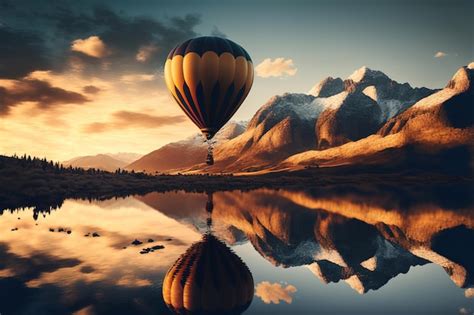 Premium Photo Hot Air Balloon At Sunset