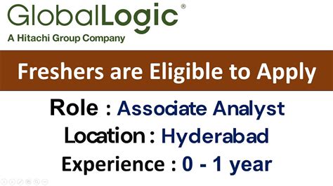 GlobalLogic Hiring For Associate Analyst Role In Hyderabad Freshers