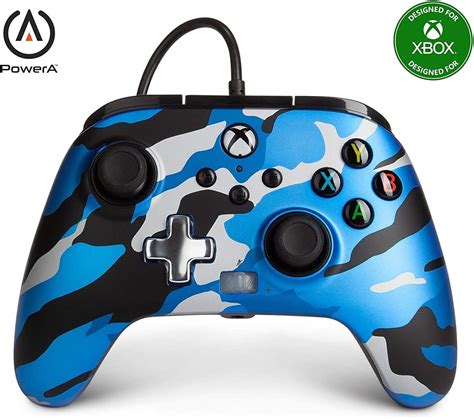 Powera Enhanced Wired Controller For Xbox Metallic Blue Camo Gamepad