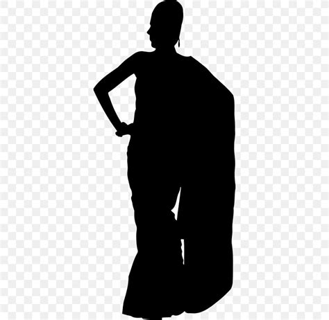 Sari Silhouette Female Dress Clip Art PNG 354x800px Sari Black