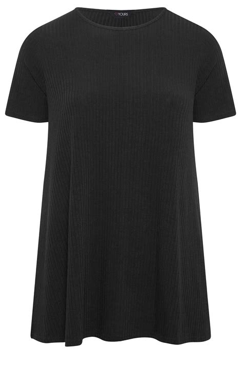 Plus Size Black Ribbed Swing Top Yours Clothing