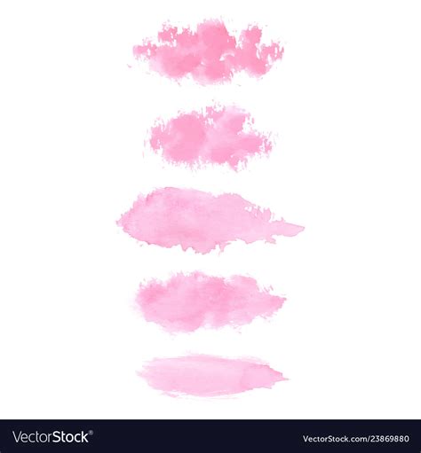 Set Of Hand Painted Pink Watercolor Brush Stroke Vector Image